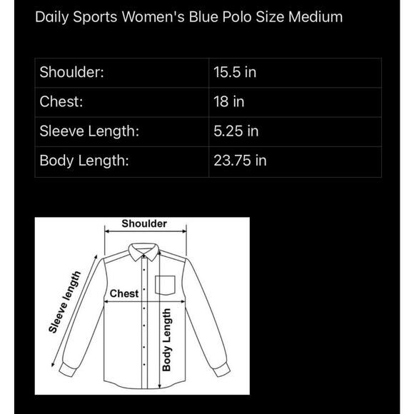 Daily Sports Women's Blue Polo Size Medium - Picture 6 of 6